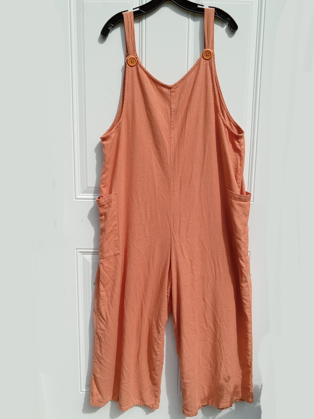 Hunter & Brown Orange Wide-Leg Oversized Linen Blend Jumpsuit Size Large